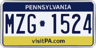 PA license plate MZG1524