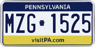 PA license plate MZG1525