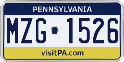 PA license plate MZG1526