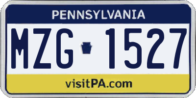 PA license plate MZG1527