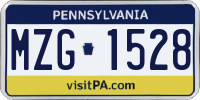 PA license plate MZG1528