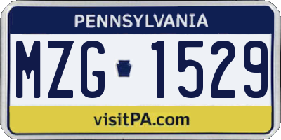 PA license plate MZG1529