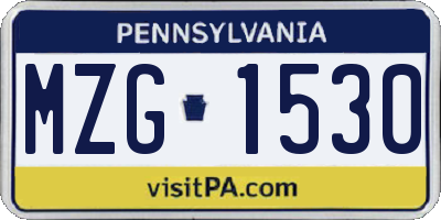 PA license plate MZG1530