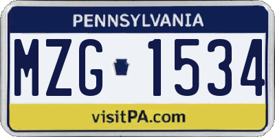PA license plate MZG1534