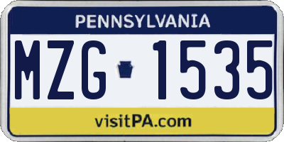 PA license plate MZG1535