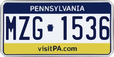 PA license plate MZG1536