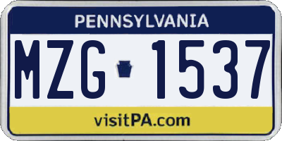 PA license plate MZG1537