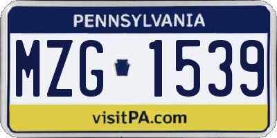 PA license plate MZG1539