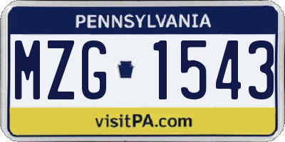 PA license plate MZG1543