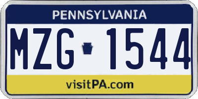 PA license plate MZG1544