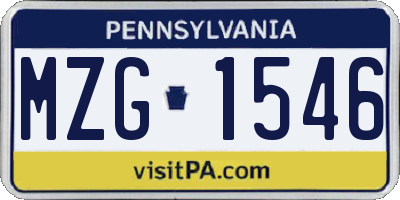 PA license plate MZG1546