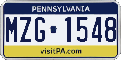 PA license plate MZG1548