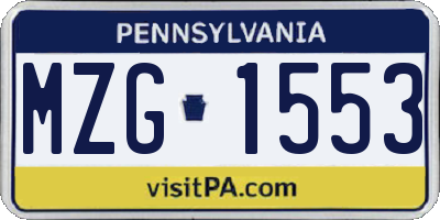 PA license plate MZG1553