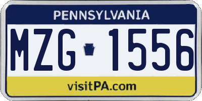 PA license plate MZG1556