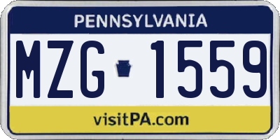 PA license plate MZG1559