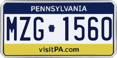PA license plate MZG1560