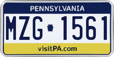 PA license plate MZG1561