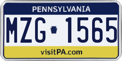 PA license plate MZG1565