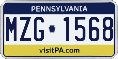 PA license plate MZG1568