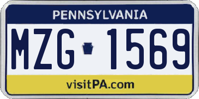PA license plate MZG1569