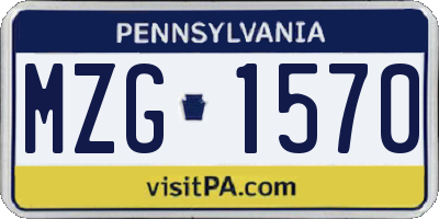 PA license plate MZG1570