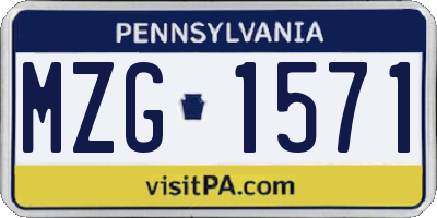 PA license plate MZG1571