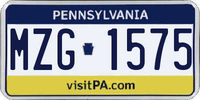 PA license plate MZG1575
