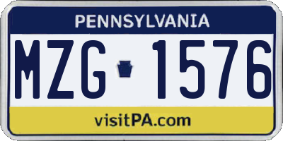 PA license plate MZG1576