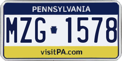PA license plate MZG1578