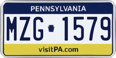 PA license plate MZG1579