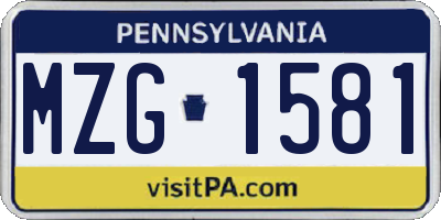 PA license plate MZG1581