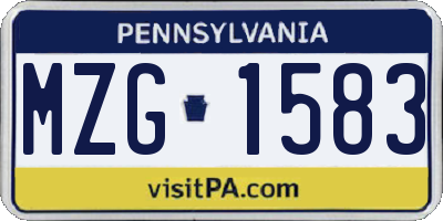 PA license plate MZG1583