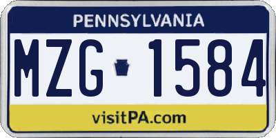 PA license plate MZG1584