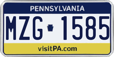 PA license plate MZG1585