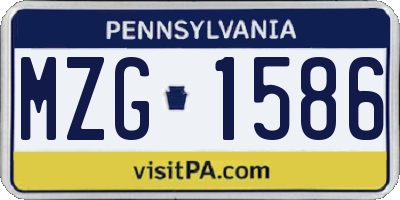 PA license plate MZG1586
