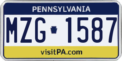 PA license plate MZG1587