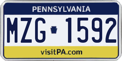 PA license plate MZG1592