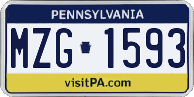PA license plate MZG1593