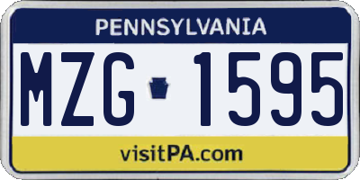 PA license plate MZG1595