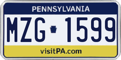 PA license plate MZG1599