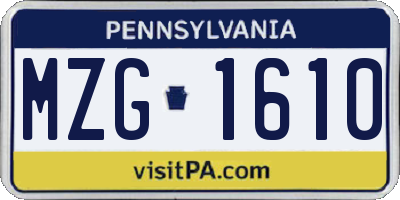 PA license plate MZG1610