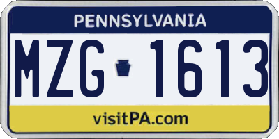 PA license plate MZG1613