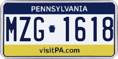 PA license plate MZG1618