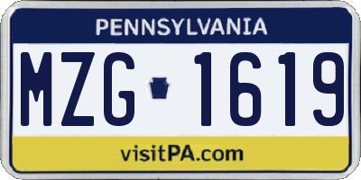 PA license plate MZG1619