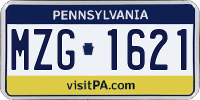 PA license plate MZG1621