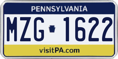 PA license plate MZG1622