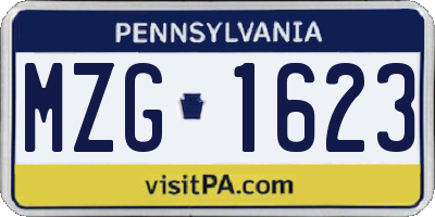 PA license plate MZG1623