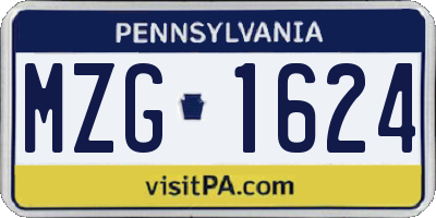 PA license plate MZG1624