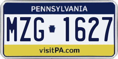 PA license plate MZG1627