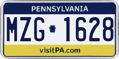 PA license plate MZG1628